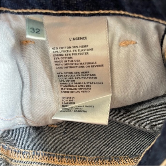 L'Agence Ruth High Rise Straight Jean in Gardenia Dark Wash - Picture 7 of 8